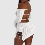 Vestido Crochet Sexy con Aberturas y Espalda Descubierta