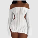 Vestido Crochet Sexy con Aberturas y Espalda Descubierta