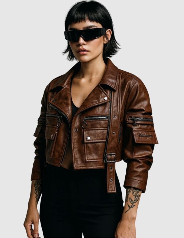 Chaqueta Z – Biker cropped de cuero sintético | UwU Colombia