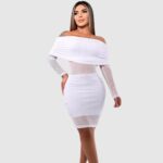 vestido malla transparente hombros descubiertos