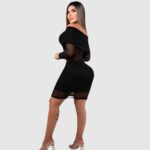 vestido malla transparente hombros descubiertos